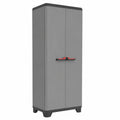 Keter Stilo Mehrzweckschrank aus Kunststoff, Dunkelgrau/Schwarz/Rot, 68x39x173 cm