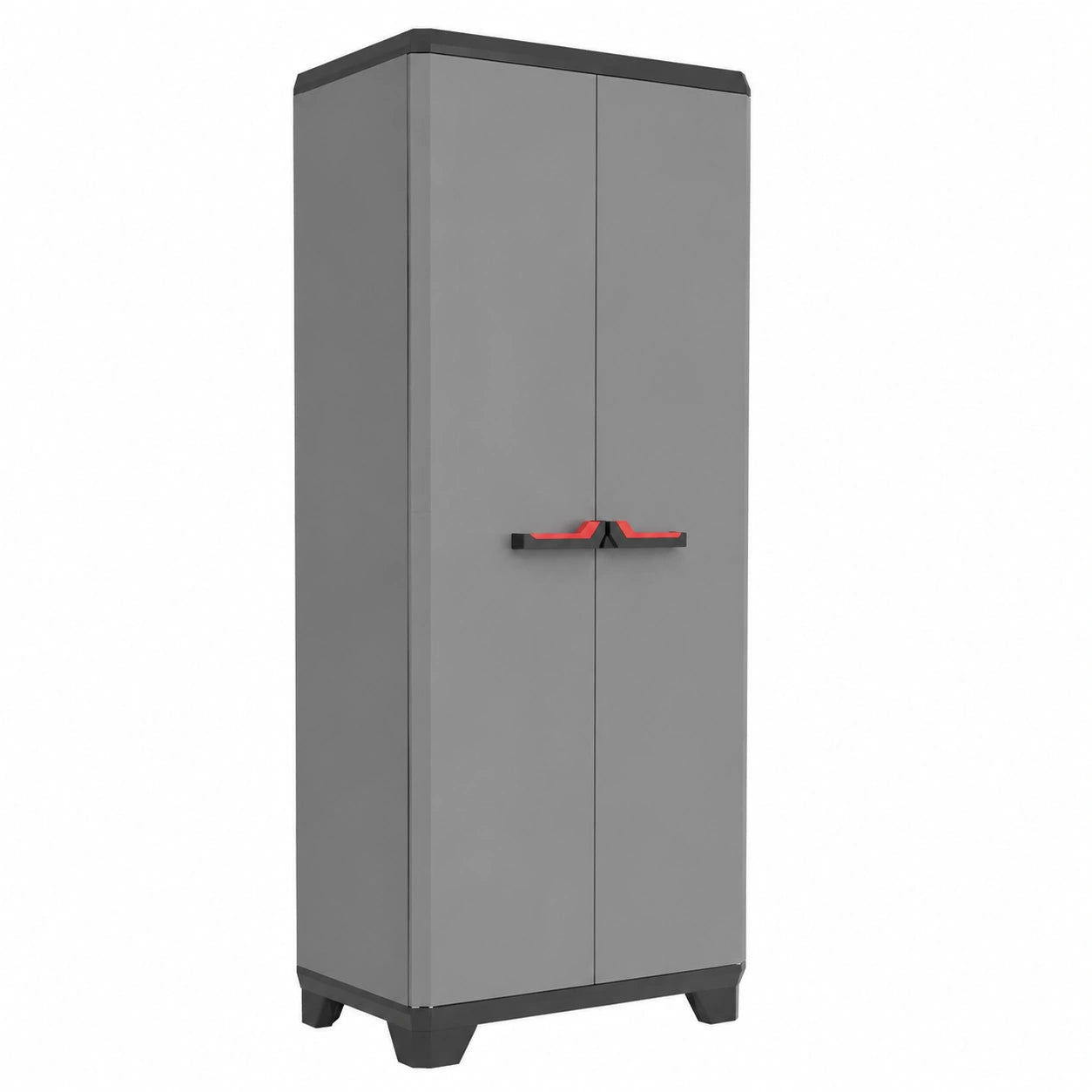 Keter Stilo Mehrzweckschrank aus Kunststoff, Dunkelgrau/Schwarz/Rot, 68x39x173 cm