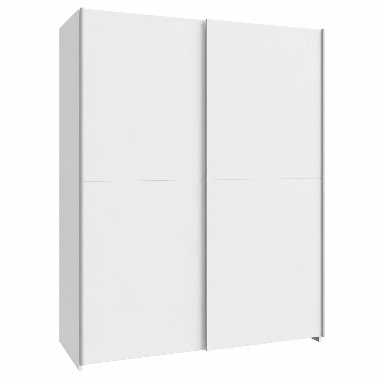 Moderner Schwebetürenschrank in Weiß Matt mit Einlegeböden und Kleiderstange, 170 cm