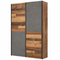 FORTE Ohio 40 Mehrzweckschrank 2-türig mit Einlegeböden, Holzdekor Vintage Retro Grau Betonoptik, 120x42x190,5 cm
