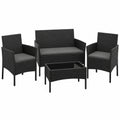 Yaheetech 4-teiliges Rattan Gartenmöbel-Set mit Kissen, wetterfeste Terrassenmöbel in Schwarz und Grau
