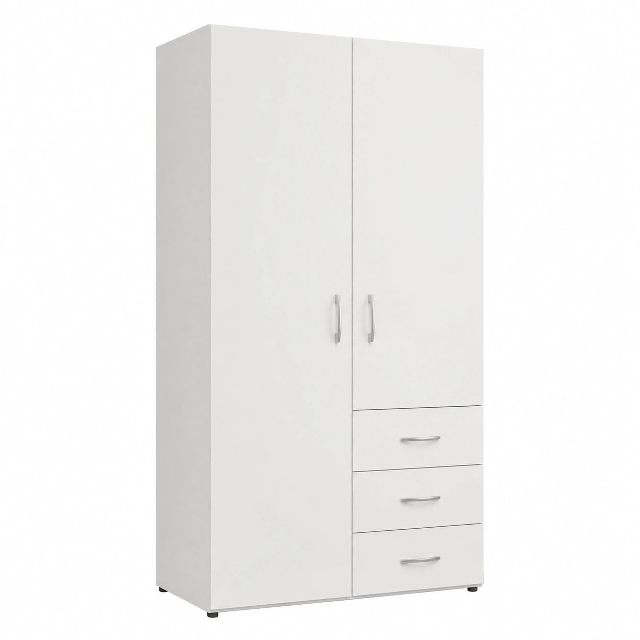 Moderner HARRY Kleiderschrank in Weiß - Kompakter 2-türiger Drehschrank für Schlafzimmer, 101 x 176 x 51 cm