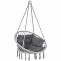 VOUNOT Hängesessel mit Kissen und Taschen, 80 cm breite Schaukel für drinnen und draußen, Grau
