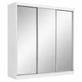 Großer Schiebetürenschrank mit Spiegel, Kleiderschrank 250x215x62 cm, Mehrzweck-Schlafzimmermöbel mit Kleiderstangen und Schubladen