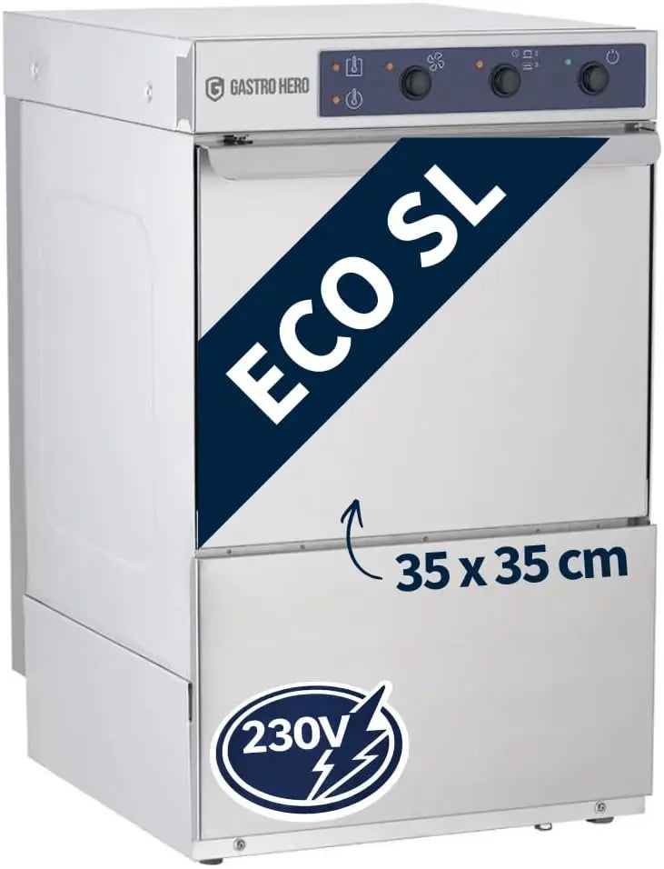 GastroHero Geschirrspüler, Edelstahl, GLSME35SL, 230 V, 35 × 35 cm