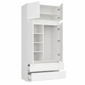 Moderner 4-türiger Kleiderschrank mit Schubladen und Regalböden in Weiß, 234x90x51cm