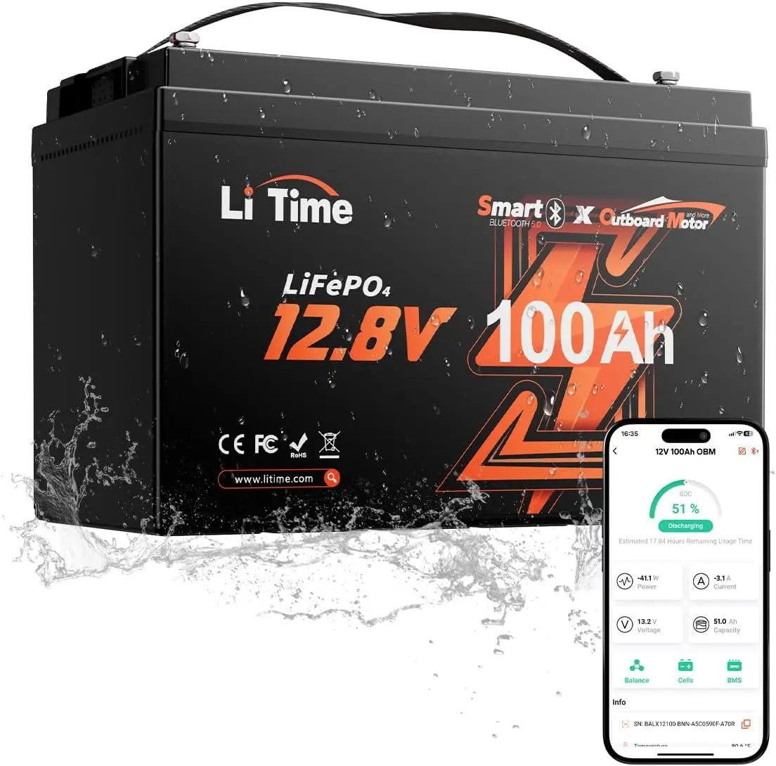 Litime Akku LiFePO4, 100 Ah, 12 V, Bluetooth