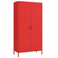 Flavio Metallschrank mit Glanzoptik, 2 Türen und leise Magnetverschluss, 80x185x45cm, Rot