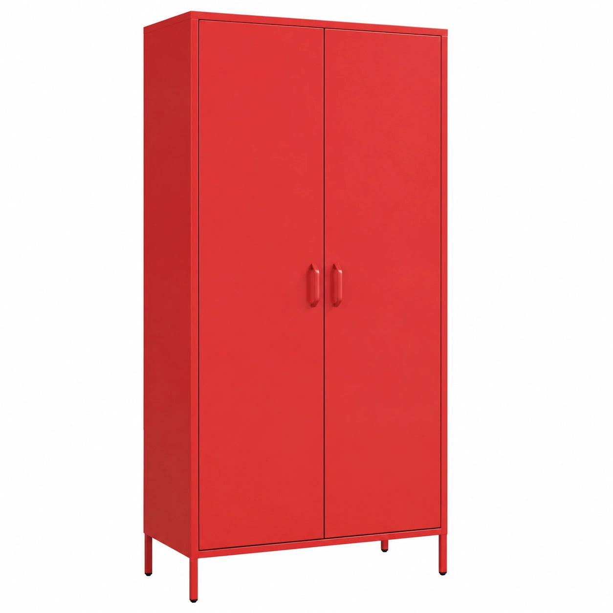 Flavio Metallschrank mit Glanzoptik, 2 Türen und leise Magnetverschluss, 80x185x45cm, Rot