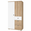 Stilvoller Kinderzimmerschrank 2-türig - Vielseitiger Schrank mit viel Stauraum, Eiche Sonoma, Weiß - 90x191x53 cm