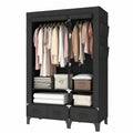 Robuster OPPAIYA Faltschrank mit Schubladen, 2 Kleiderstangen, 109 cm Breit, Textil-Garderobe in Schwarz für Schlafzimmer, 109x45x165 cm
