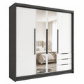 Geräumiger Kleiderschrank VIVO mit Spiegel und Schubladen, 4-türig - 200x215 cm