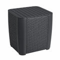 Allibert Luzon Gartentisch, Graphit, Abnehmbarer Deckel, Stauraum, Flaches Rattandesign