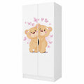Leomark Kinderschrank Weiß - Schwebetürenschrank Roma mit Bärenmotiv, 70x42,5x161,5cm