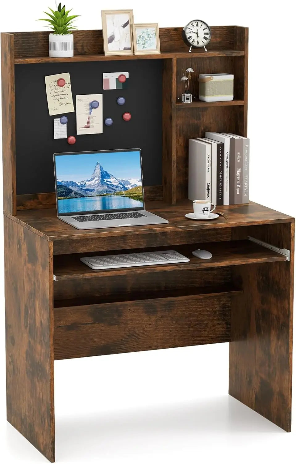 COSTWAY Schreibtisch, Braun, 89 × 50 × 138 cm