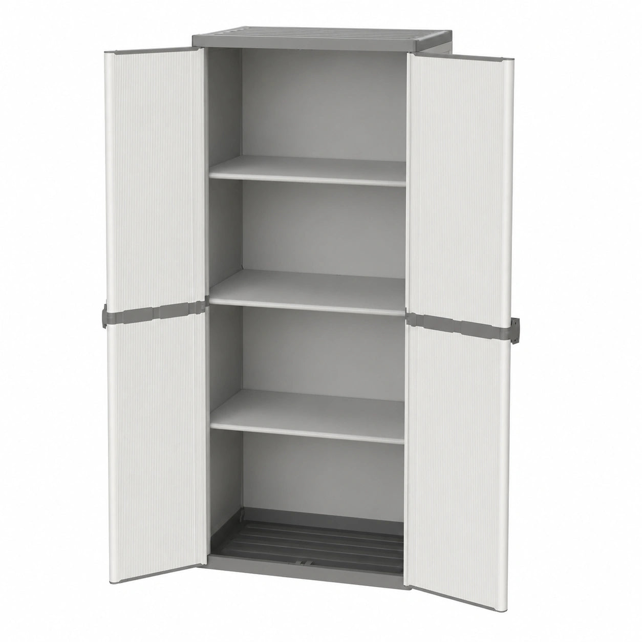 Mongardi Modulares Kunstharzschrank, wetterfest, 2 Türen, 3 Ablagen, 68 x 40 x 165 cm, Grau/Schwarz
