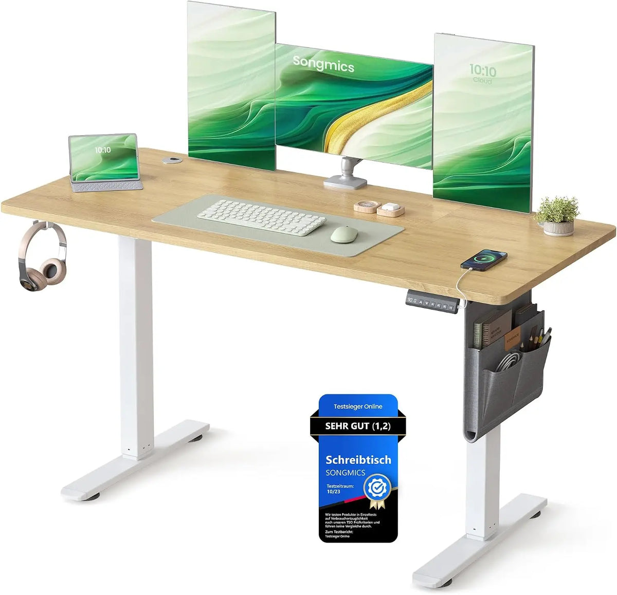 SONGMICS Schreibtisch Schreibtisch 140, 140 × 60 cm