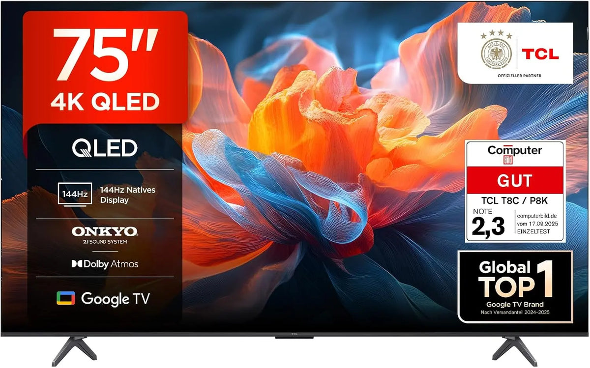 TCL Fernseher 75T8C, 75 Zoll, QLED, 4K, HDR