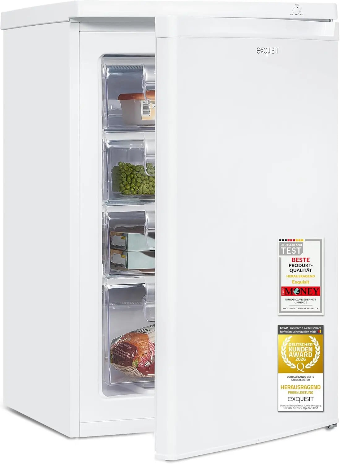 Exquisit Gefrierschrank GS512-040E, 91 L, Weiß