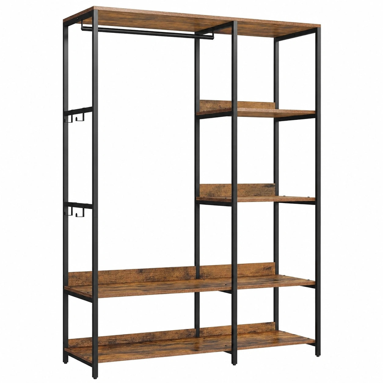 Vintage Offener Kleiderschrank mit Ablagen und Haken, 40 x 98 x 181 cm