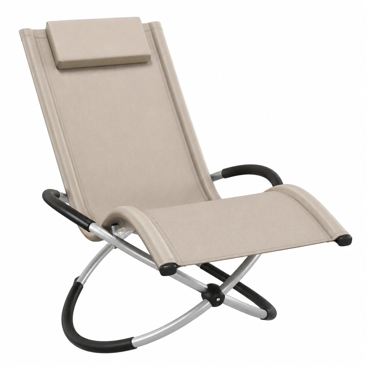 Ergonomischer Klappbarer Schaukelstuhl für Garten und Terrasse, Wetterfest und Belastbar bis 150kg, Beige
