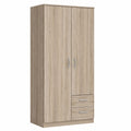 Kompakter FORTE NIKO Kleiderschrank, 2-türig mit Schubladen, Sonoma Eiche, 82x185x53 cm