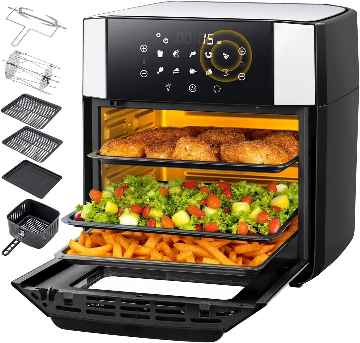 LLIVEKIT Einbaubackofen, Umluft, 15 L