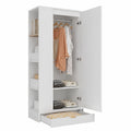 Schmaler Kleiderschrank mit Einlegeböden und Schubladen, 70x40x170cm, Eintürig, Weiß, Ideal für Schlafzimmer