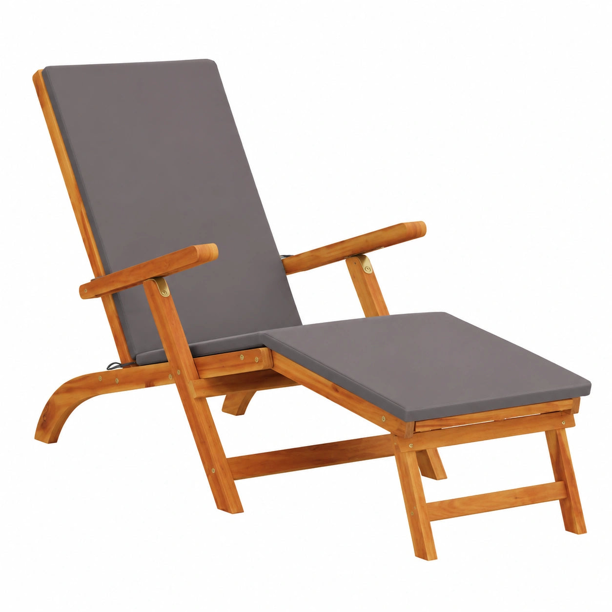Verstellbare klappbare Liegestühle 2er-Set aus Akazienholz mit Polstern und Armlehnen, ideal für Garten, Terrasse, Balkon und Pool, wetterfest und ergonomisch