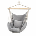 Komfortabler Hängestuhl mit Kissen und Metallkette, bis 150 kg, für drinnen und draußen, taubengrau