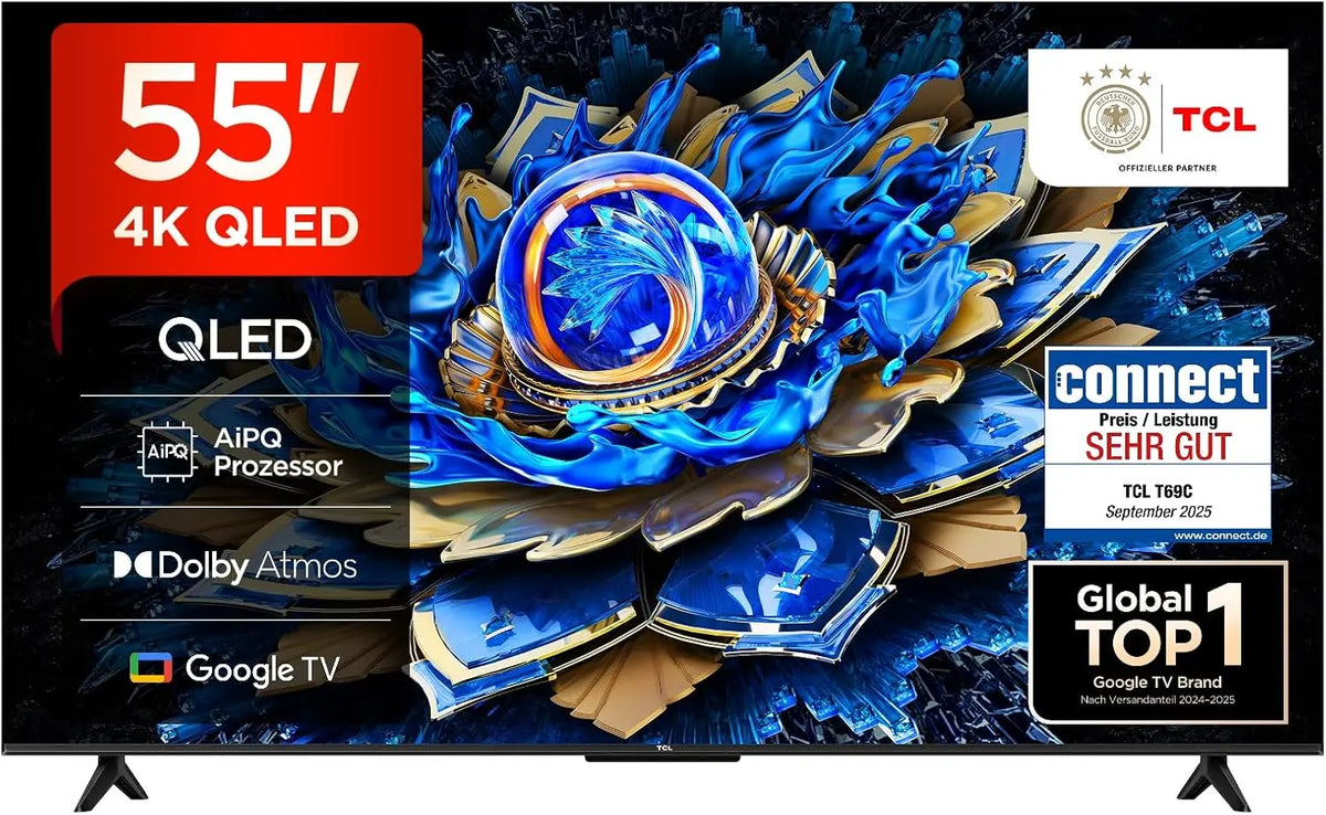 TCL Fernseher 55T69C, 55 Zoll, QLED, 4K, HDR