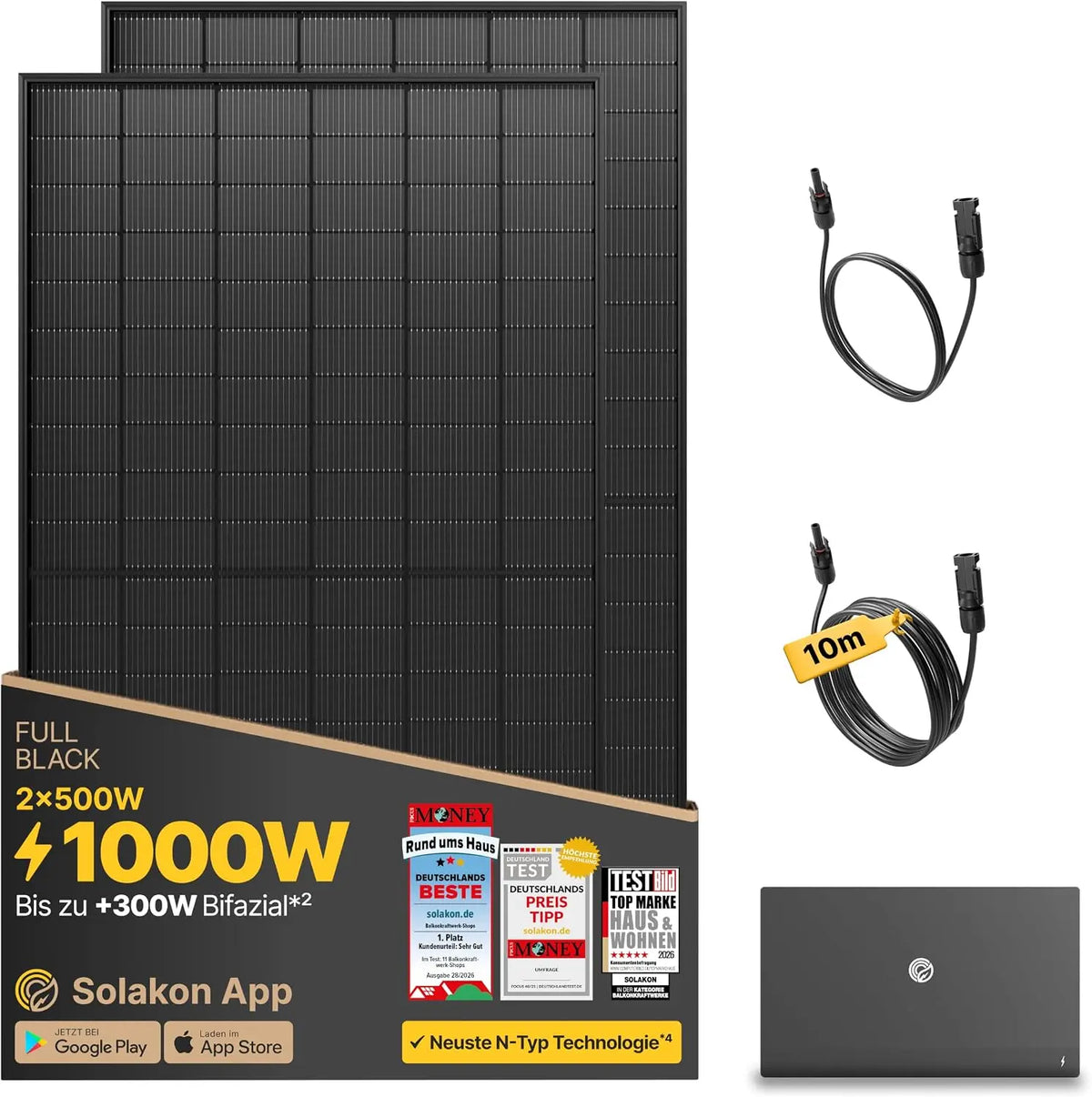 Solakon Balkonkraftwerk, 2,11 kWh, 1000 W