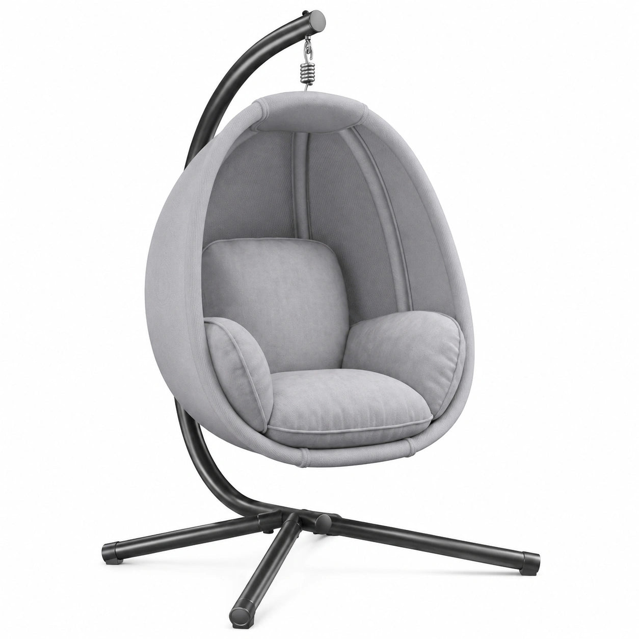 KESSER® Komfort-Hängesessel mit stabiler Basis und weichem Sitzkissen, inklusive Seiten- und Rückenkissen für Innen- und Außenbereich, max. Belastung 150 kg, Grau