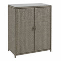 Robuster Rattan-Gartenschrank mit Aluminiumrahmen, 84,5x40,5x103,5 cm, ideal für Balkon und Terrasse, graue Farbe