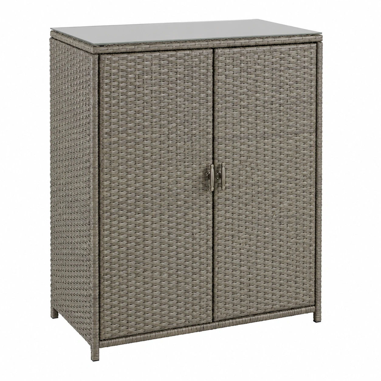 Robuster Rattan-Gartenschrank mit Aluminiumrahmen, 84,5x40,5x103,5 cm, ideal für Balkon und Terrasse, graue Farbe