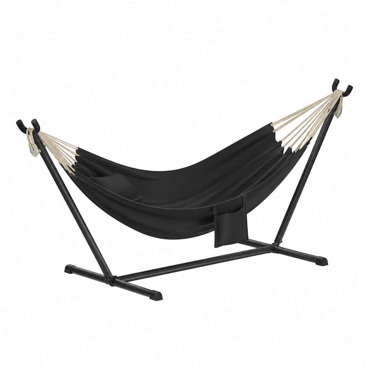 KESSER® Doppel-Hängematte mit Gestell für 2 Personen, bis 200 kg, inklusive Kissen, Beutel und Tasche, für Garten, Pool, Terrasse, Anthrazit