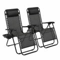 Sweetcrispy Schwerelosigkeitsstuhl Set, tragbarer Klappstuhl mit Getränkehalter und verstellbarem Kissen, ideal für Strand, Camping, Terrasse und Garten