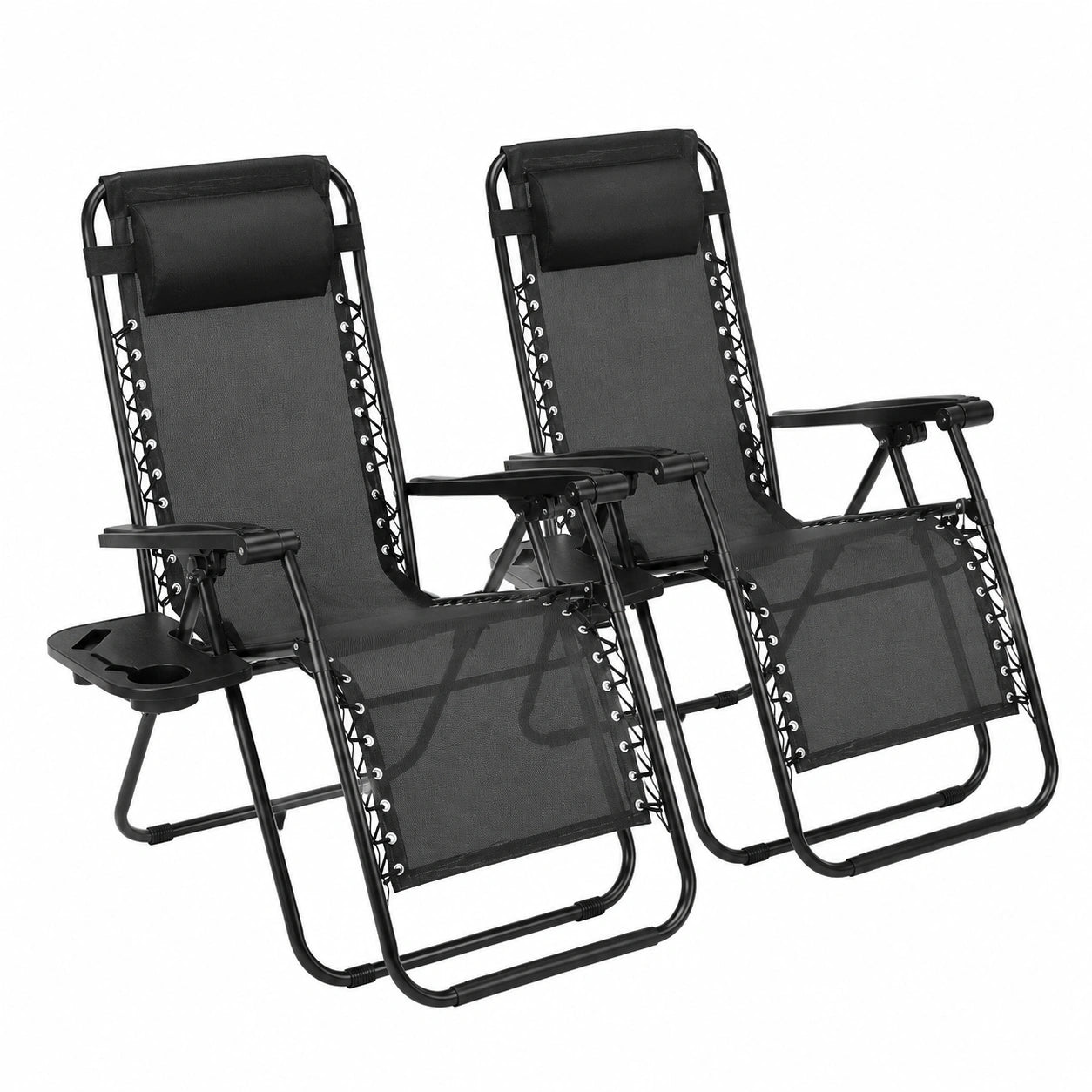 Sweetcrispy Schwerelosigkeitsstuhl Set, tragbarer Klappstuhl mit Getränkehalter und verstellbarem Kissen, ideal für Strand, Camping, Terrasse und Garten