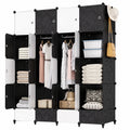 HOMIDEC Moderner Kleiderschrank, Flexibles Regalsystem mit 20 Fächern, Inklusive 3 Kleiderstangen, Geräuschloser Kunststoffschrank, Weiß, 180 x 145 x 45 cm, Ideal für Schlafzimmer