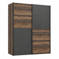 Moderner Industrial Kleiderschrank 170 cm, 2-türig, Vintage-Holzdekor und Betonoptik
