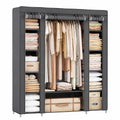 Geräumiger SONGMICS Stoffkleiderschrank mit 12 Ablagen und Kleiderstange, stabil und vielseitig, 150 x 45 x 175 cm, grau