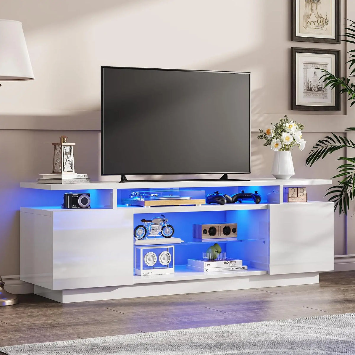 LUXOAK TV-Schrank, Weiß, 75 Zoll