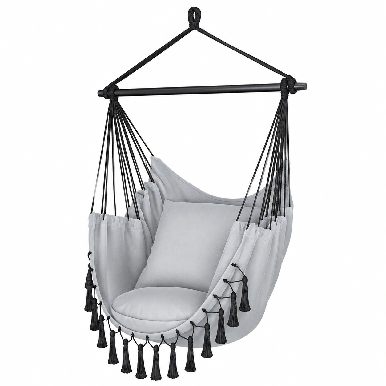 KESSER® Safari XXL Hängesessel, 150 kg Tragkraft, mit Kissen und Zubehör, für innen und außen, grau