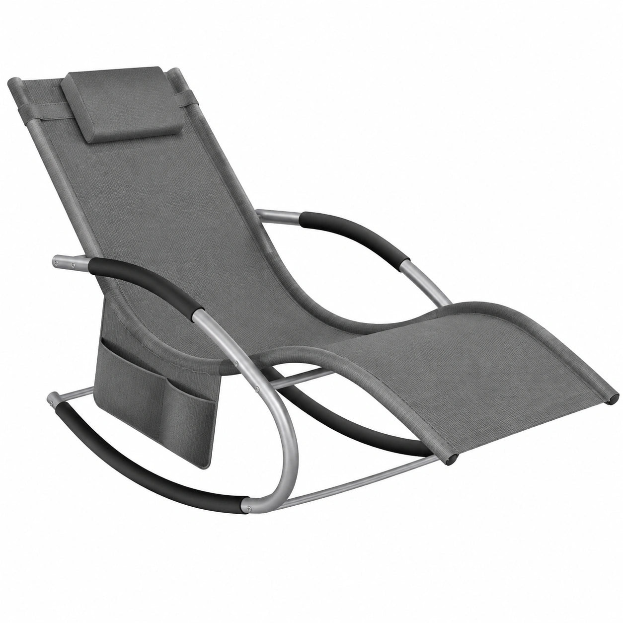 KESSER® Ergonomische Relaxliege mit Kopfkissen und Seitentasche, Wetterfest bis 150 kg, Grau