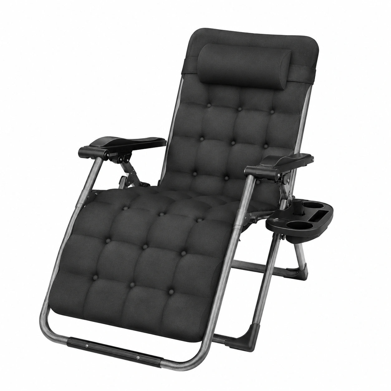 tillvex® Klappbare Sonnenliege bis 200kg - Verstellbare Relaxliege für Garten, Balkon & Terrasse mit Polster und Nackenkissen - Wetterfest in Anthrazit